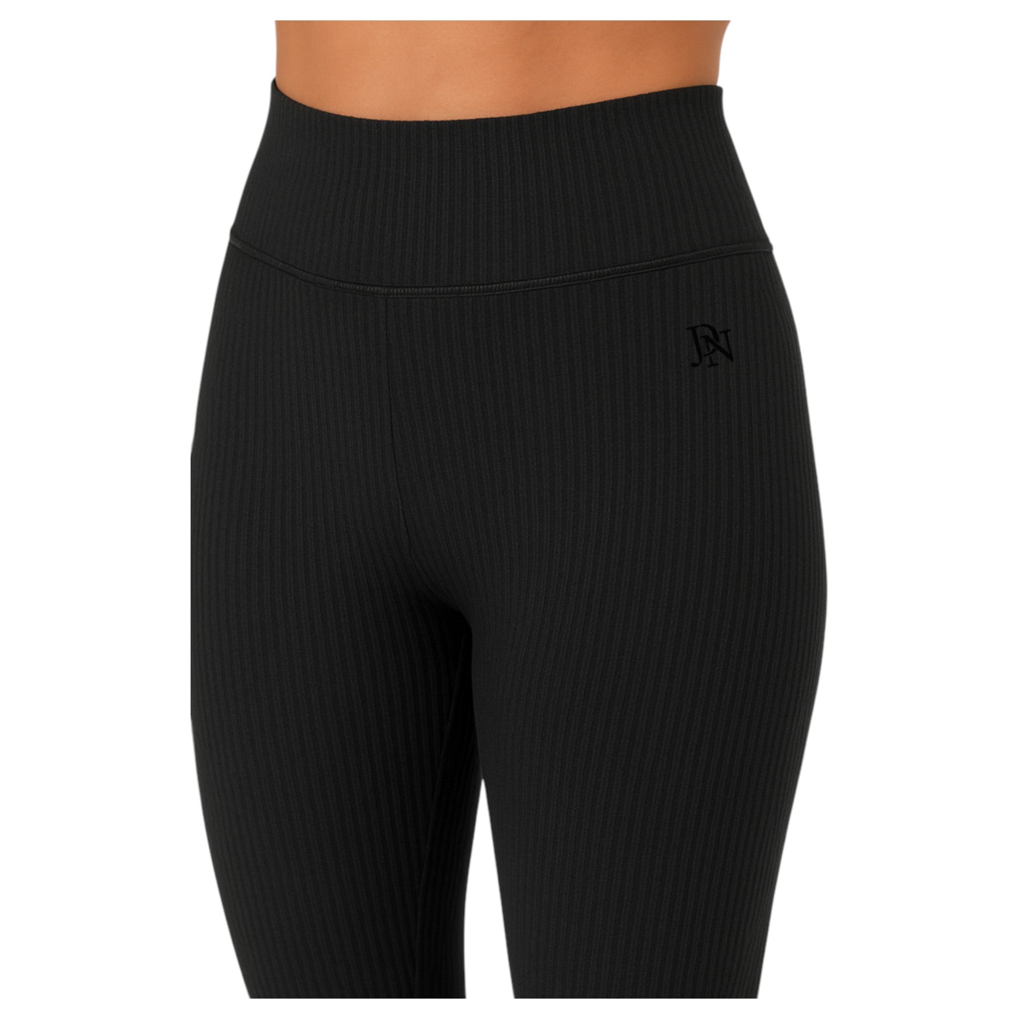 Ladies black JDN ribbed fleece inner leggings – warm thermal winter leggings for women